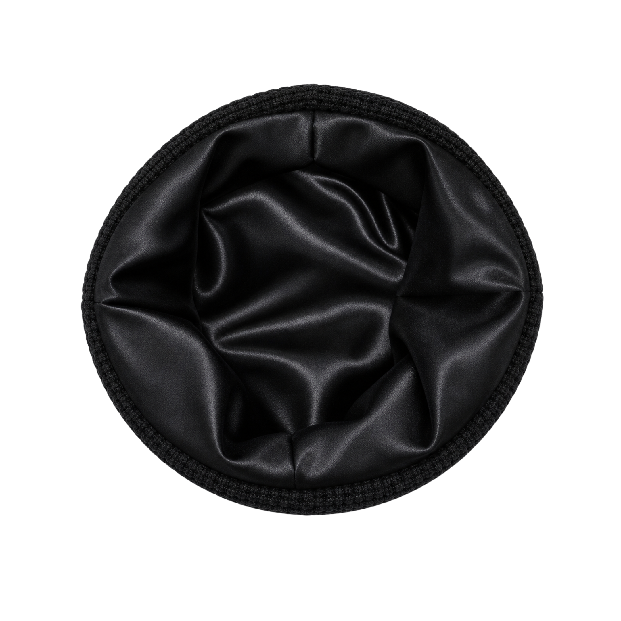 WAFFLE KNIT BEANIE (BLACK) (SATIN-LINED)